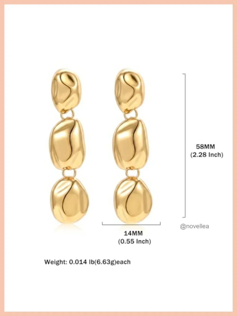 Chunky Statement Drop Dangle Earrings Stainless Steel Waterproof Non Tarnish
